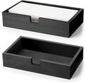 2 Pack Black Wooden Napkin Holder, Guest Towels Holder Flat Bathroom Napkin Tray Disposable Hand Towel Tray Cocktail Napkins Holders for Table Kitchen Counter Home Desk