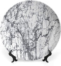 Ceramic Display Plate, Abstract Ceramic Hanging Decorative Plate, Murky Marble Rock Motifs Dynamic Fractal, 7 Inch, Living Room Kitchen Decoration Household, Grey White