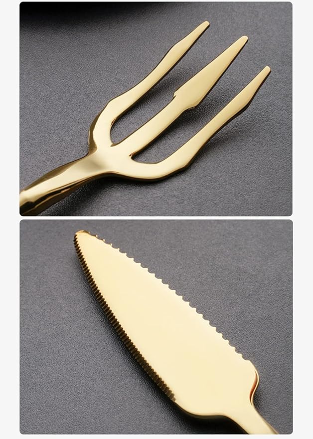Gold Silverware Set for 6 Durable 18/10 Stainless Steel Flatware Set Creative Styles 24 Piece Modern Cutlery Tableware Utensils Set for Home Kitchen Wedding Restaurant Knives forks and Spoons