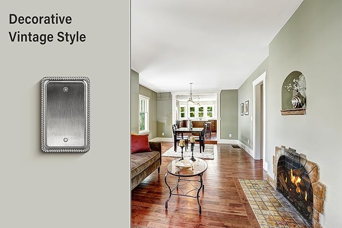 Henne Bery Rope Edge Decorative Wall Plate Switch Plate Outlet Cover (Single Blank, 2 Pack, Heirloom Silver)