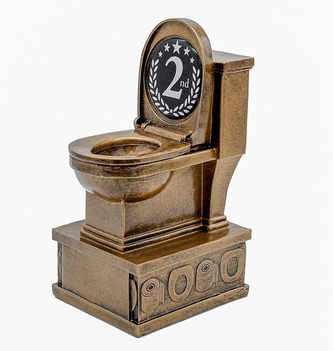 Decade Awards Action Pedestal Gold Toilet Bowl Trophy with Optional Inserts - Custom Engraved Plate On Request (7 Inch Tall)