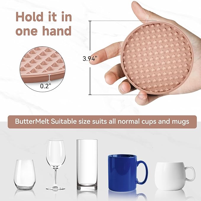 Coasters for Drinks, Silicone Coasters Set of 12 with Metal Holder, Outdoor Coaster for Coffee Table, Non-Slip Rubber Table Cup Mat Desk, Heat Resistant & Scratch-Proof (Dusty Pink)