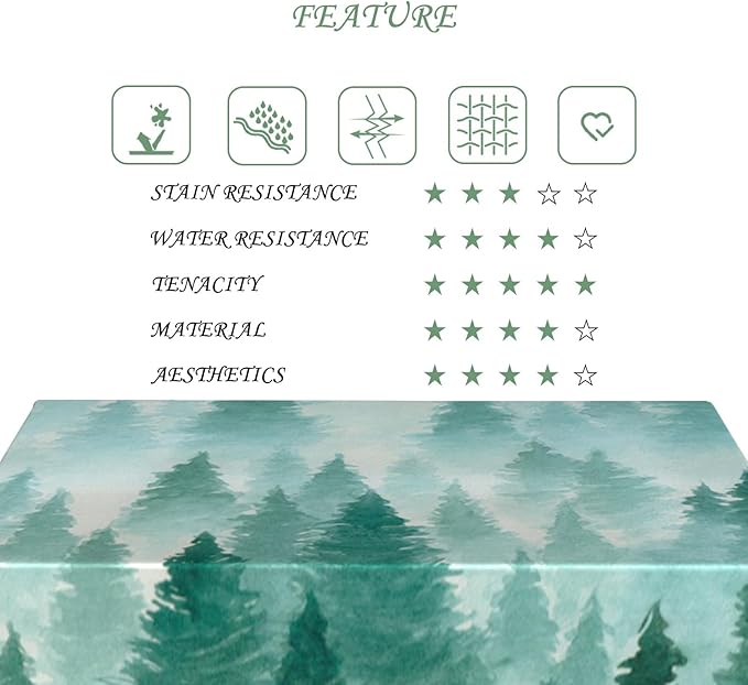 70x140 Inch Nature Rectangular Tablecloth Watercolour Pine Forest Fairyland Table Cloth Waterproof Durable Table Cover for Holiday Picnic Gaming Room BBQ Decor
