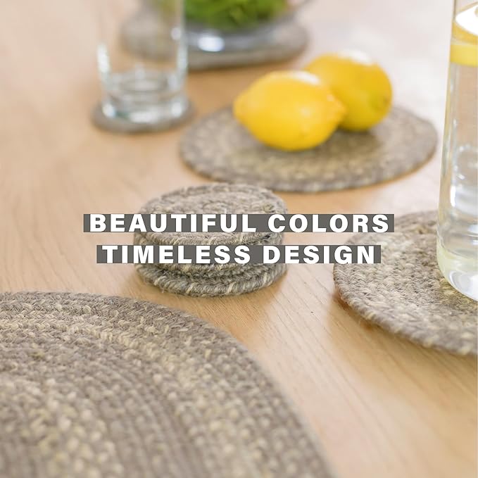 Homespice Grey Cloud Jute Braided Small Table Runners, Farmhouse Country Decor, Set of 2, Grey Rectangle 8x28 - Rich Colors, Easy to Clean, Durable and Protects Furniture
