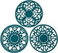 Extra Thick Silicone Trivet Mat for Hot Dishes, Hot Pots and Pans, Pot Holder, Hot Pad to Portect Your Table and Countertop, Kitchen Decor and Accessories,Teal, Set of 3