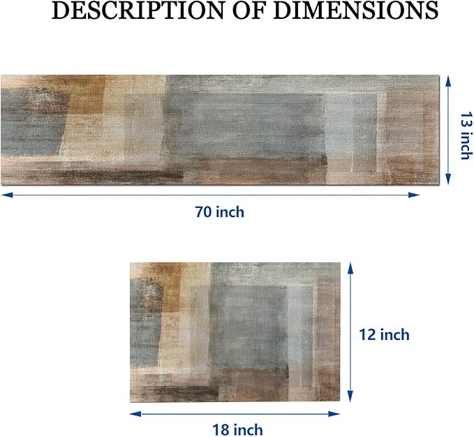 Mcalk Brown Table Runner and Placemats Set of 6, Abstract Grey Placemats, Modern Art Cloth Place Mats Indoor for Kitchen,Washable Linen Material for Dining Table