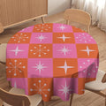 Mid Century Modern Round Tablecloth, Vintage Abstract Colorful Geometrics Modern Print Tablecloth for Home Party Dining Room Kitchen Decor 50Inch(127cm)