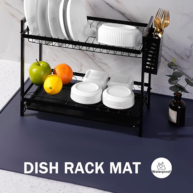 SAPID Raised Edges 32"x24" Extra Large Silicone Mat, Rolled-Up Silicone Mats For Kitchen Counter Heat Resistant Silicone Mat With Lip, Thick Countertop Protector Mat,Silicone Mats For Crafts,Navy Blue