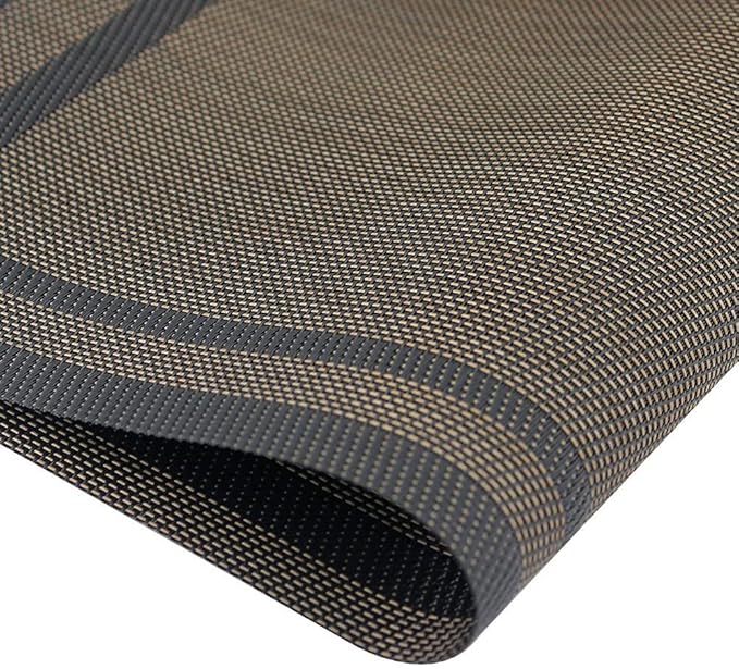 DACHUI Placemats Set of 4, Linen Look Woven Place Mats, Water Resistant, Heat Resistant, Washable, Durable Table Mats (Black Gold)