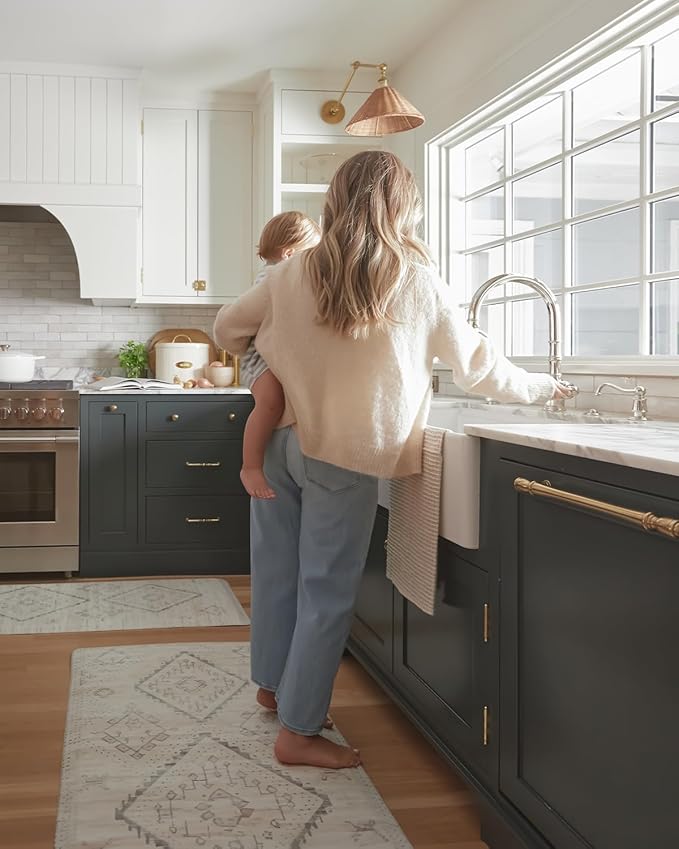 House of Noa Nama Standing Mat – Anti-Fatigue Cushioned Kitchen Mats for Floor | Ergonomic Bounce-Back Foam Kitchen Mats | Anti-Fatigue Mats for Kitchen & Standing | Ula Calico | 30" x 72"
