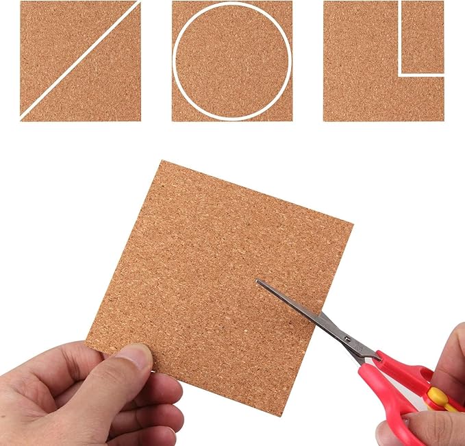 220 Pack Self Adhesive Cork Squares and Round DIY Adhesive Cork Board for Coasters and DIY Crafts