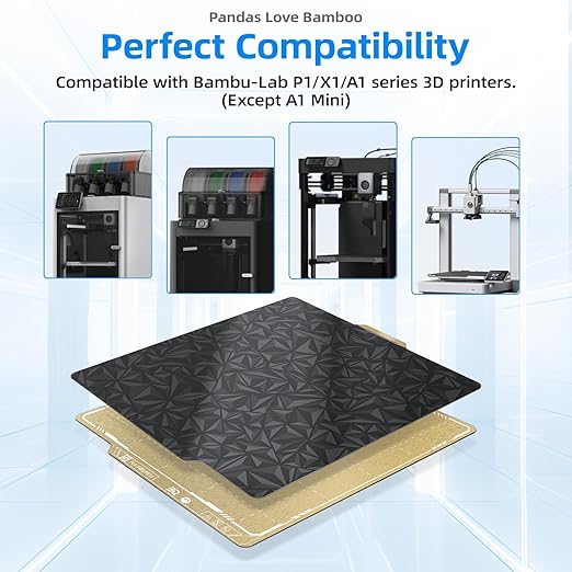 BIQU Designer Series Smooth PEO+Textured PEI Build Plate for Bambu-Lab P1P P1S P2S X1C X1E A1 257x257mm, Double Sided PEI Spring Steel Build Plate Flexible Sheet Print Bed Removable Surface Platform