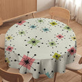 Retro Mid Century Round Tablecloth, Vintage Modern Colorful Abstract Geometric Art Bohemian Tablecloth for Home Party Dining Room Kitchen Decor 60Inch(152cm)