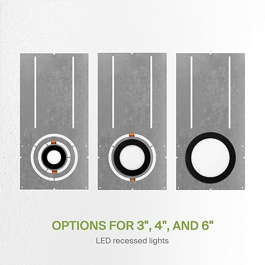 ASD 18 Inch New Construction Mounting Plate with Asymmetric Round Hole - 3/4/6 Inch Flat Steel Rough in Wafer Light Bracket, Shallow LED Recessed Lighting Housing, 24 Pack
