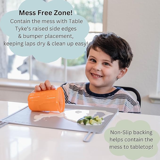 The Table Tyke Silicone Suction Placemat | Teething Edge Bumper/Spill Stopper | Dishwasher Safe, Travel Ready, Fits Highchairs | Suction Cup Activity Mat for Babies & Toddlers | BPA Free (Ballet Pink)
