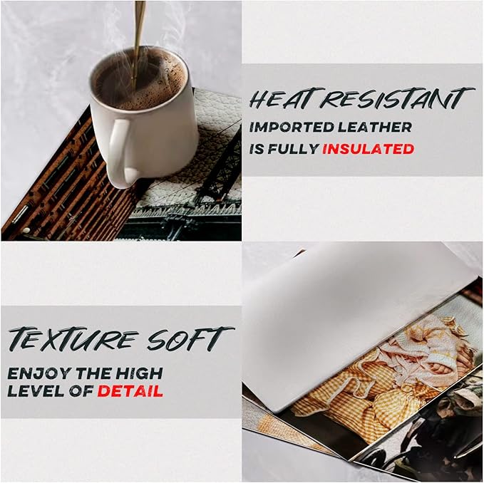 Personalized Coasters, Custom Coaster, Leather, Add Your Image, 4 inches (Set of 6, Square)