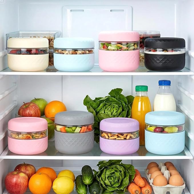 2 Pack 16 oz Glass Lunch Bowl Containers with Lids | Leak & Spill Proof, BPA-Free, Microwave & Dishwasher Safe, Airtight Meal Prep & Food Storage Jar for Lunch, Salad, Soup, Oats, Stew, Yogurt