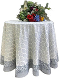 ATOSII Amalfi 100% Cotton Round Tablecloth, Handblock Print Floral Table Cloth for Kitchen Dining Linen I Parties, Weddings, Outdoors, Spring Summer I 90" Inches Round