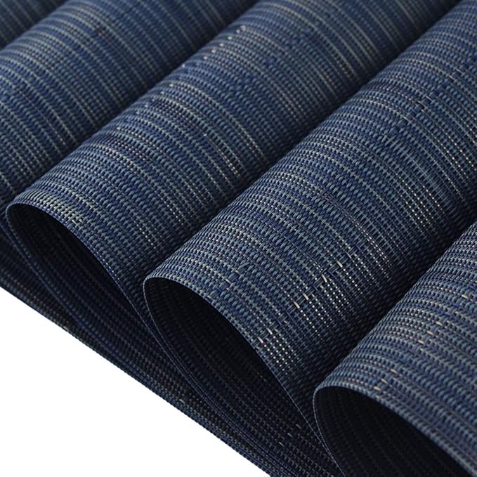 Plastic Placemats,Non Slip Washable Placemats for Dining Table Wipe Clean Table Mats Set of 6 (Navy Blue)