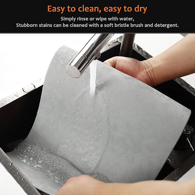 Vinyl Placemats Set of 12 Faux Leather 100% Waterproof Wipeable Washable Place Mats Heat Resistant Easy Clean Non-Slip Table Mats for Indoor Outdoor. (12, Light Gray)
