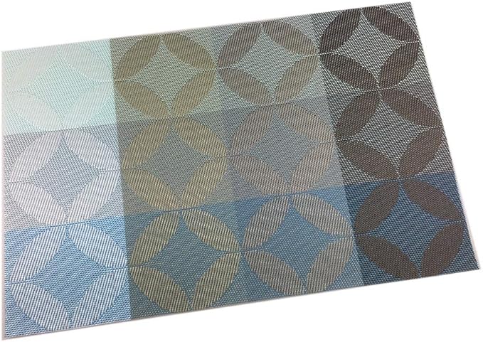 Gugrida Heat-Resistant, Stain Resistant Anti-Skid PVC Woven Vinyl Placemats - Non-Slip Kitchen Table Mats Set of 6 (30x45 cm, Blue)
