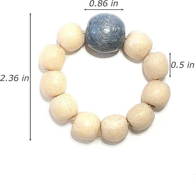 Napkin Rings Set of 6 - Wooden Beads Napkin Rings | Rustic Wooden Napkin Ring Holder for Table Decoration | Handmade LEBEJUA Napkin Ring with Wood Beads & Jute Twine Farmhouse Napkin Holder Boho Style