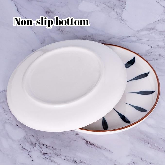 Aquiver 6'' Ceramic Dessert Plates - Color Painted Porcelain Appetizer Plates - Tea Party Small Serving Plates for Cake, Pie, Snacks, Ice Cream, Side Dish, Waffles - Set of 6 (Blue)