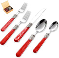 20 pieces 18/10 Stainless Steel Silverware Sets With Red Handle,Vintage Cutlery Sets,Sliverware set Service for 4,Dishware Safe (20, Red)