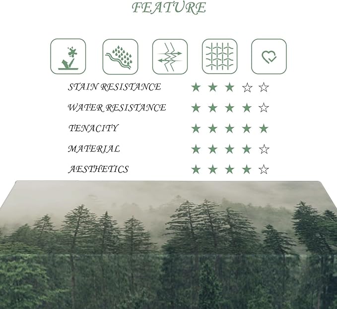 60x120 Inch Nature Scenery Rectangular Tablecloth Foggy Wild Forest Mysterious Secret Realm Table Cloth Waterproof Durable Table Cover for Home Game Room Banquet Picnic Outdoor BBQ Decor