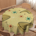 Mid Century Round Tablecloth, Retro Abstract Atomic Boho Geometric Art Printed Tablecloth for Home Party Dining Room Kitchen Decor 36Inch(90cm)