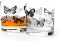 Black Lantern Whiskey Glasses Set of 2 – Glasses for Cocktails Bourbon Scotch Whiskey with Gift Box - Old Fashioned Glasses - 11oz Heavy Base Tumblers for Everyday Use (Vintage Butterfy Chart)
