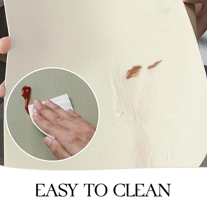 MOSAYT Vinyl Placemats Set of 4, Heat Resistant Place Mats 100% Waterproof Washable & Wipeable Faux Leather Reversible Table Mats for Kitchen Dining Party Indoor Outdoor, 12" x 17", Beige/Sage Green