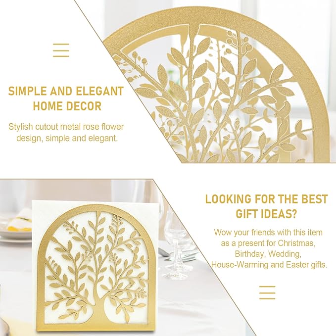 Napkin Holder For Tables Kitchen Farmhouse Restaurant Outdoor Use Rustic Napkin Holders Gold (Tree of Life)
