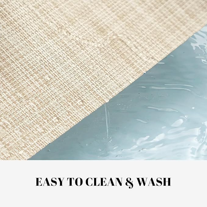 Placemats Set of 6 Vinyl/Plastic Woven Place Mats for Kitchen Table Indoor/Outdoor Washable Placemat Wipeable Dining Table Mats (Khaki Blue,6)