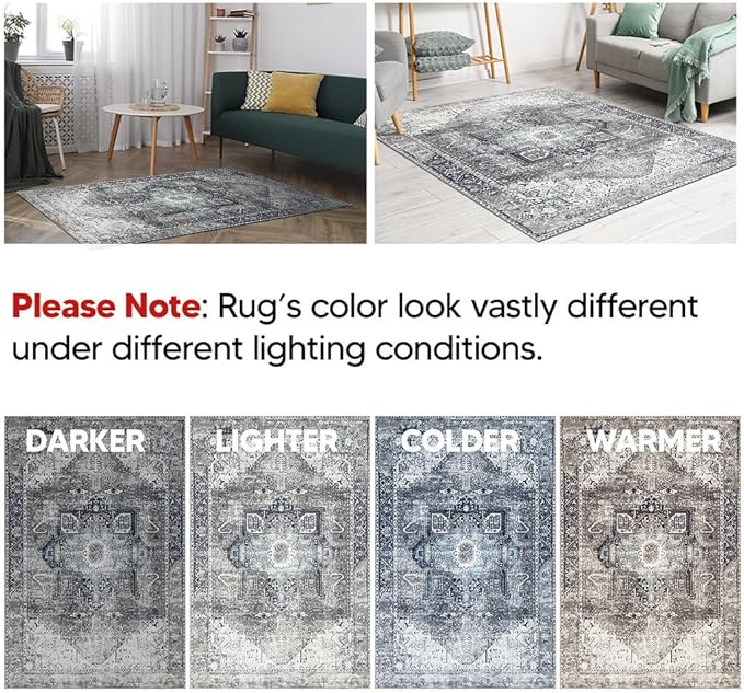 Keen Home Design 2x12 Rug - Machine Washable Runner Rug with Non-Slip Backing, Ideal for Hallway, Entryway, Kitchen, Laundry Room - Vintage, Easy Clean, Durable, Low Pile - (2'6" x 12')