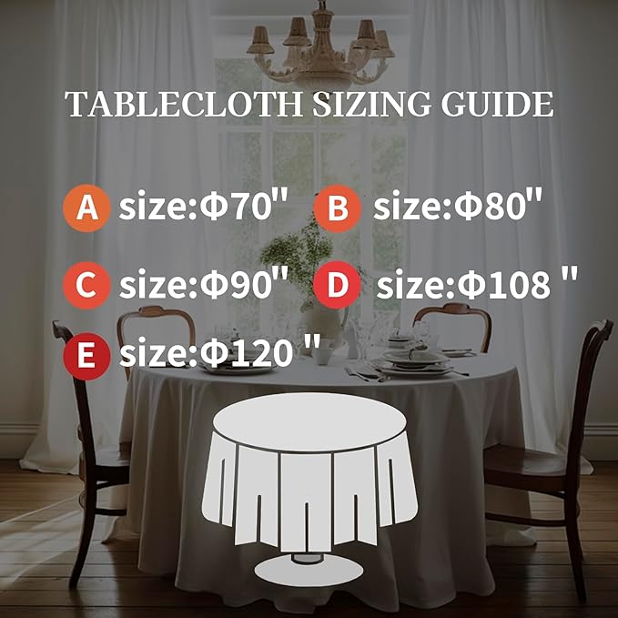EVERLY 100% Pure Linen Round Tablecloths 80Inch Round Machine Washable Tablecloth for Thanksgiving,Decorative Halloween,Buffet Parties,Picnic,Events,Weddings and Restaurants-White