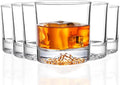 Whiskey Glasses Set of 6 with Unique Raised Mountain Base, Premium Crystal Bourbon Scotch Glass for Men Dad, Solid Old Fashioned Glass Lowball Glasses Rocks Glasses -12Oz