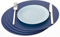 Nikalaz Round Placemats Set (Pack of 4) Recycled Leather Table Mats 15 inches, Kitchen Dining Table Decor by Nikalaz (Blue)