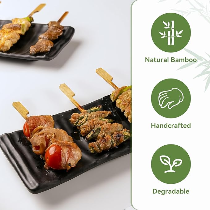 100PCS Cocktail Picks, Fancy Toothpicks for Appetizers, Decorative Skewers for Appetizers Drinks Party Fruit, 3.5 Inch Long Wooden Bamboo Paddle Food Sticks Charcuterie Boards Accessories