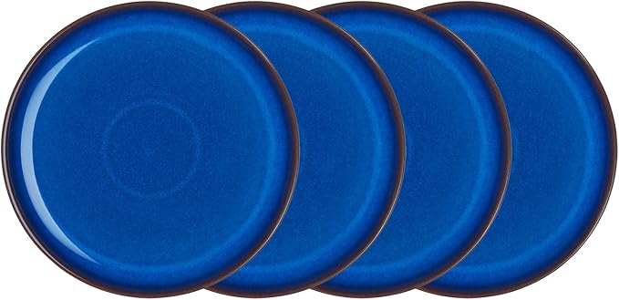 Denby Imperial Set of 4 Coupe Dinner Plate Set, One size, cobalt blue