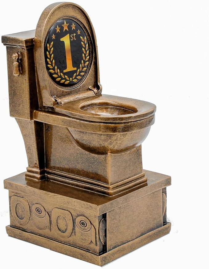 Decade Awards Action Pedestal Gold Toilet Bowl Trophy with Optional Inserts - Custom Engraved Plate On Request (7 Inch Tall)