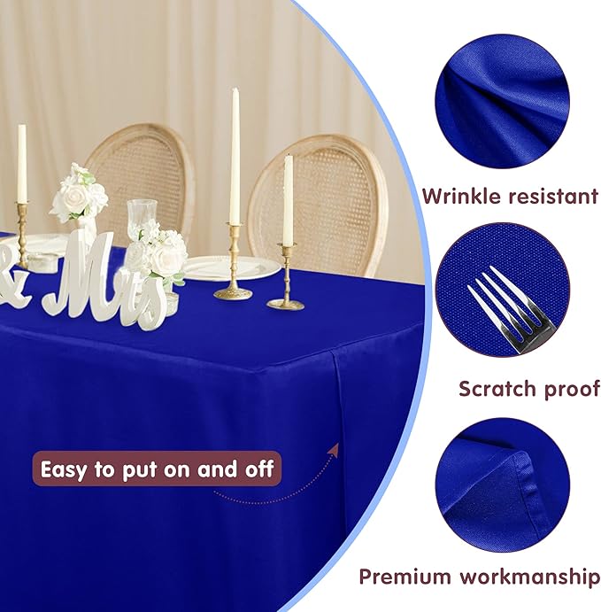 HolidayIdeas 2 Pack Square Fitted Table Covers - 34 x 34 Inch -Card Table Clothes Washable Tablecloth Protectors for Parties, Holiday Dinner, Trade Show, Vendor Stand, Royal Blue