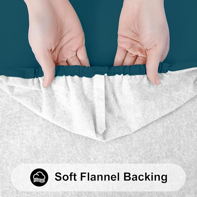 Smiry Rectangle Tablecloth, Elastic Fitted Flannel Backed Vinyl Tablecloths for 6ft Folding Tables, Waterproof Wipeable Table Covers for Indoor, Outdoor, Camping and Picnic (Peacock Blue, 30"x72")