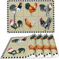Farmhouse Rooster Placemats Set of 4 Washable Table Place Mats for Dining Kitchen Party Decor