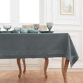 Solino Home Linen Tablecloth 52 x 52 Inch - 100% Pure Linen Charcoal Grey Square Tablecloth - Milan Hemstitch, Machine Washable Table Throw for Winter