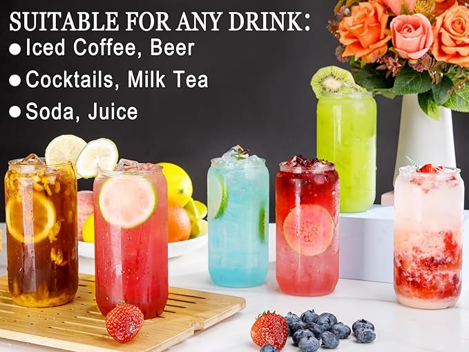 Nervure 20 Pack Can Shaped Cups - 16oz Classic Drinking Cups for Beer, Iced Coffee, Smoothie, Boba Tea, Cocktail - Cute Tumbler Cool Plastic Cup