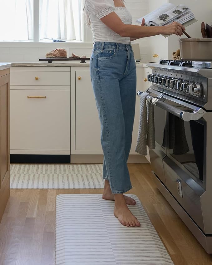 House of Noa Nama Standing Mat – Anti-Fatigue Cushioned Kitchen Mats for Floor | Ergonomic Bounce-Back Foam Kitchen Mats | Anti-Fatigue Mats for Kitchen & Standing |Reese Bark | 22" x 36"