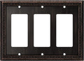 Henne Bery Sunken Pearls Heavy Duty Decorative Wall Plate Switch Plate Outlet Cover (Triple Decorator, Aged Bronze)