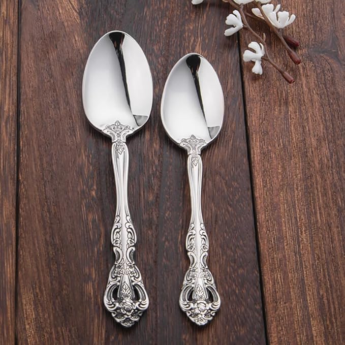 TWEE Luxury Fine Silverware Set for 10 Flatware Set 50 Pieces Relief Sculpture Openwork Design Elegant Tableware Set 18/10 Stainless Steel Cutlery Set Utensil Sets for Home Restaurant Dishwasher Safe