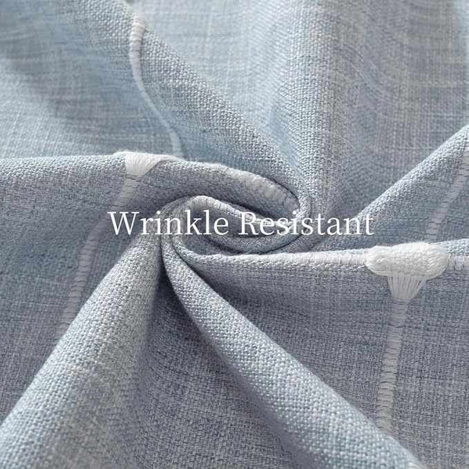 Zobesta 60 Inch Round Tablecloth Blue, Linen Round Table Cloth 60 Inch Washable Farmhouse Soft Boho Tablecloth for Outdoor, Party, Holiday, Picnic, Dining
